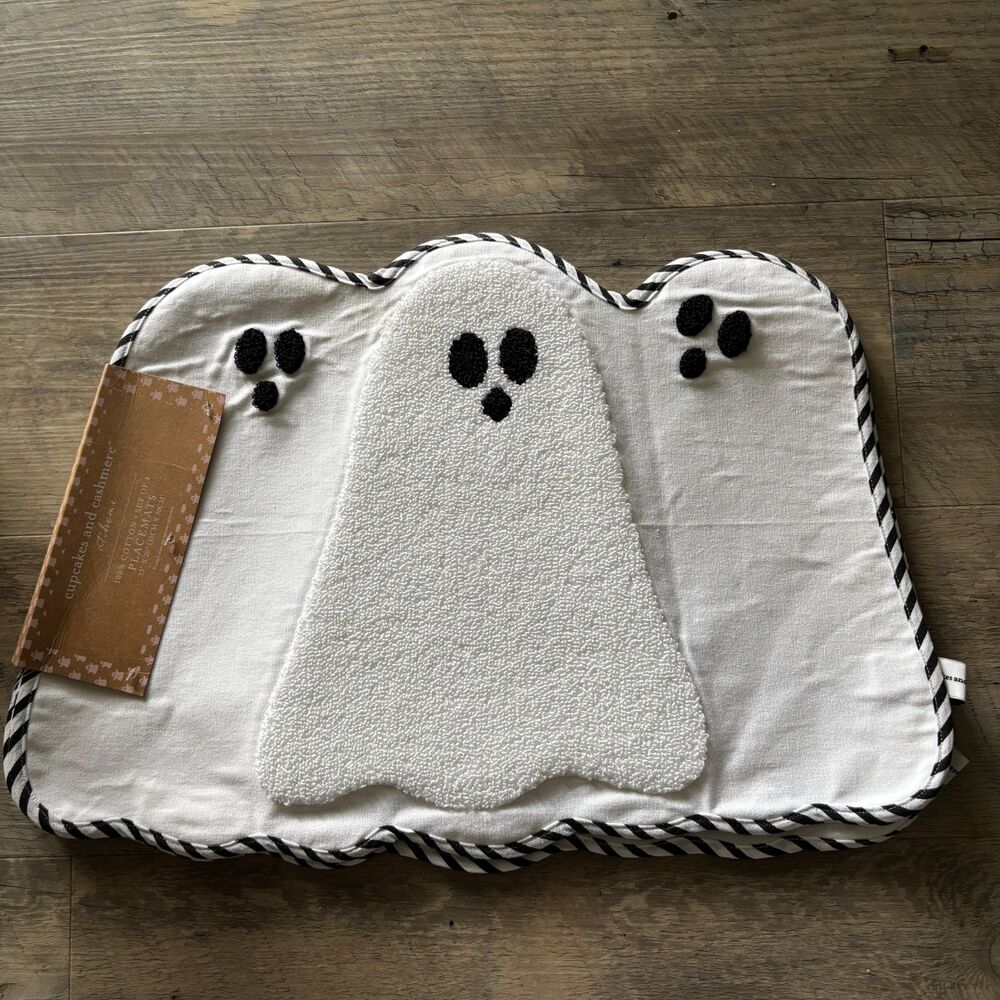 Cupcakes & Cashmere Ghost Halloween Placemats Set of 4 Cotton 13x20 NWT